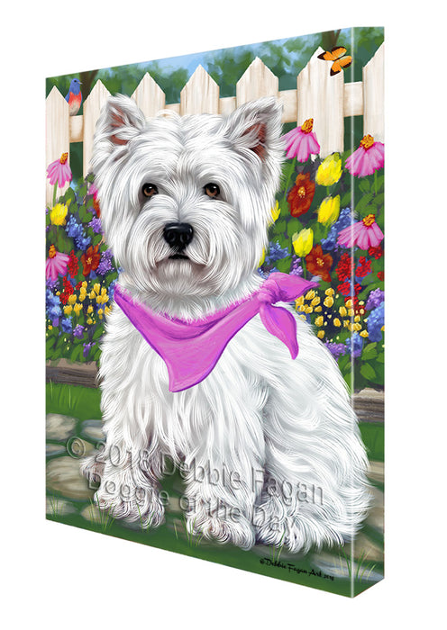 Spring Floral West Highland Terrier Dog Canvas Wall Art CVS67417