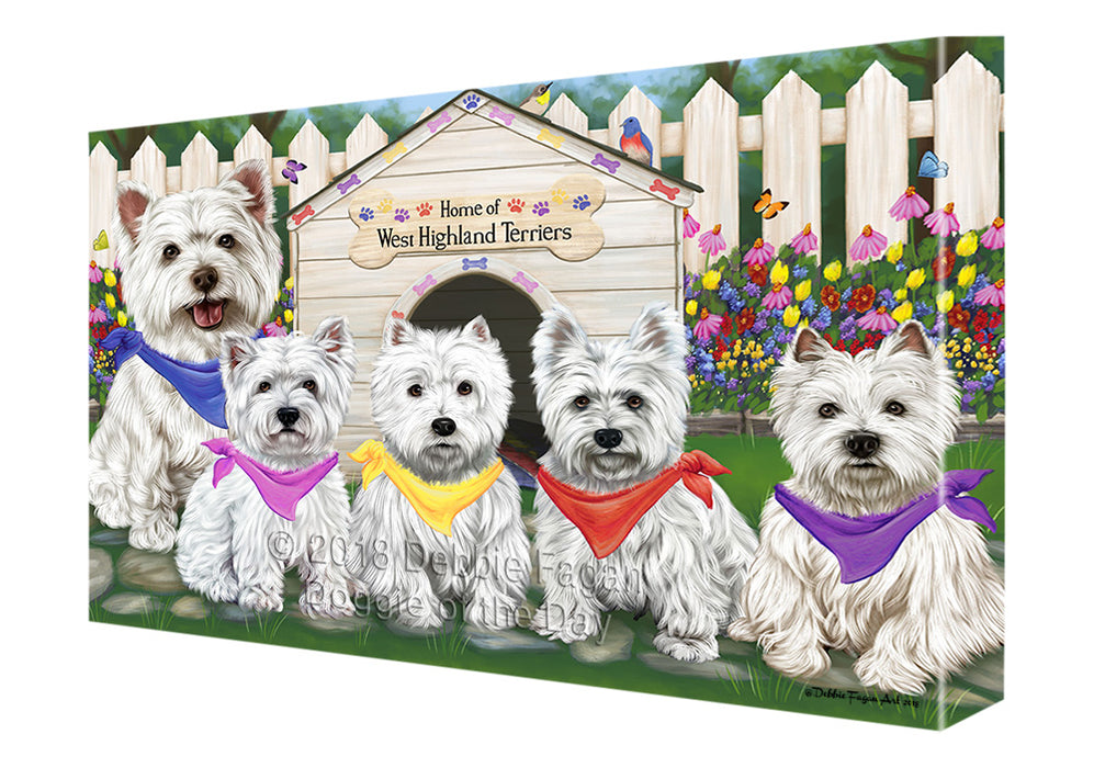 Spring Dog House West Highland Terrier Dogs Canvas Wall Art CVS66994