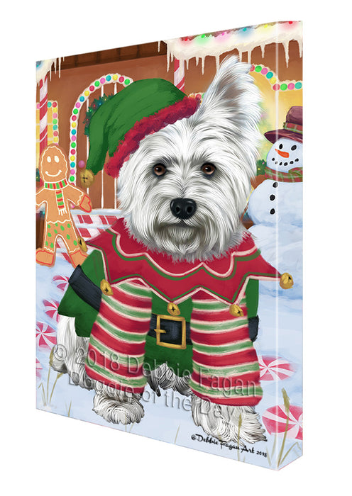 Christmas Gingerbread House Candyfest West Highland Terrier Dog Canvas Print Wall Art Décor CVS131552