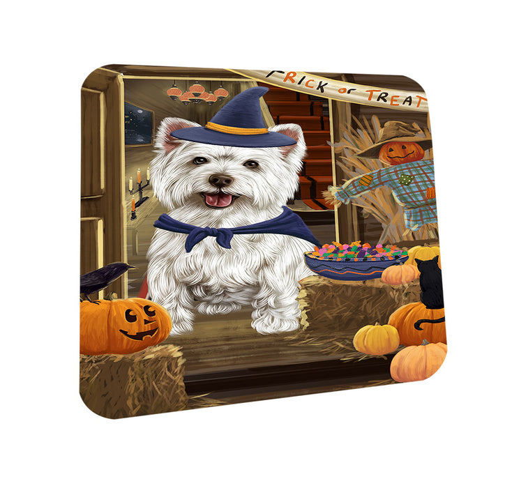 Enter at Own Risk Trick or Treat Halloween West Highland Terrier Dog Coasters Set of 4 CST53292