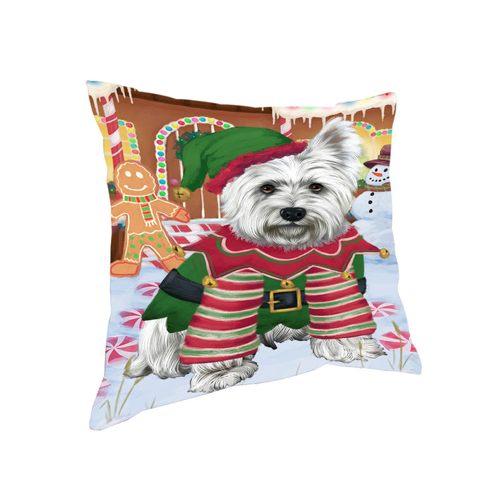 Christmas Gingerbread House Candyfest West Highland Terrier Dog Pillow PIL80660
