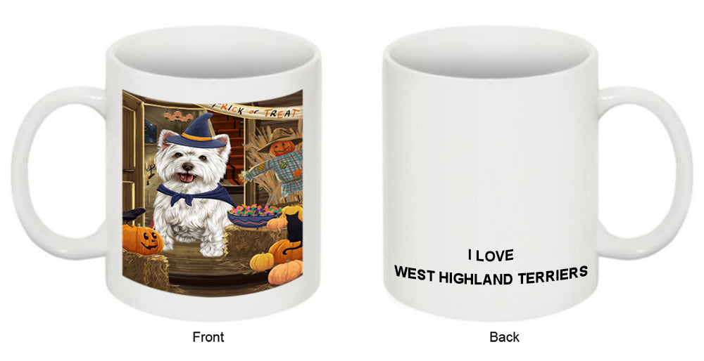 Enter at Own Risk Trick or Treat Halloween West Highland Terrier Dog Coffee Mug MUG48732