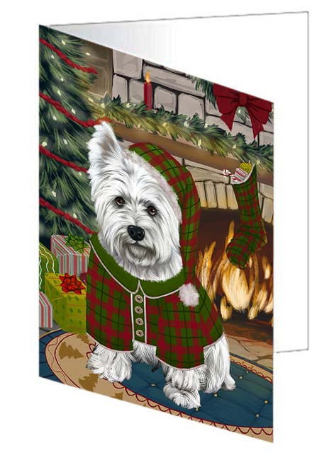 The Stocking was Hung West Highland Terrier Dog Handmade Artwork Assorted Pets Greeting Cards and Note Cards with Envelopes for All Occasions and Holiday Seasons GCD71477