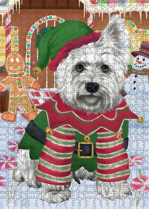Christmas Gingerbread House Candyfest West Highland Terrier Dog Puzzle with Photo Tin PUZL94568