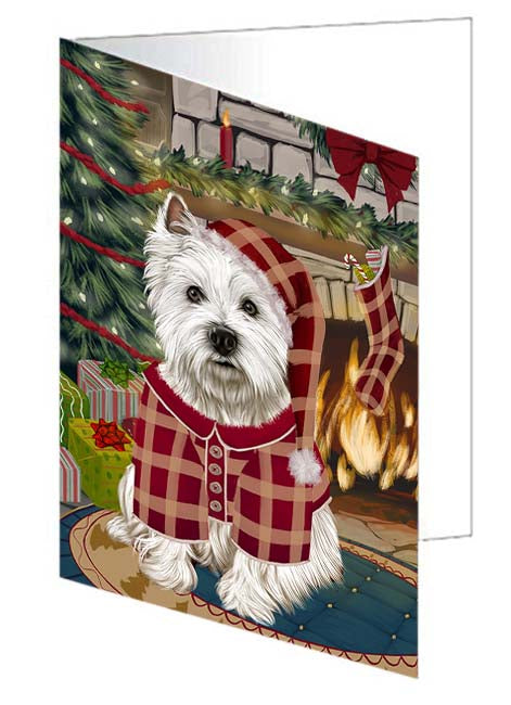 The Stocking was Hung West Highland Terrier Dog Handmade Artwork Assorted Pets Greeting Cards and Note Cards with Envelopes for All Occasions and Holiday Seasons GCD71480