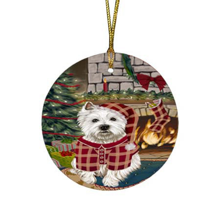 The Stocking was Hung West Highland Terrier Dog Round Flat Christmas Ornament RFPOR56011