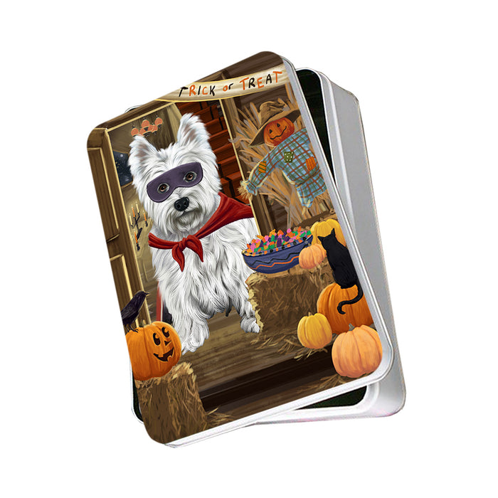 Enter at Own Risk Trick or Treat Halloween West Highland Terrier Dog Photo Storage Tin PITN53335