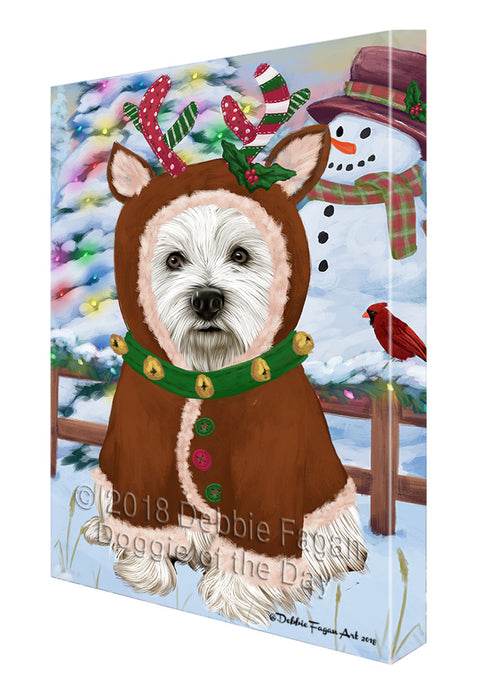 Christmas Gingerbread House Candyfest West Highland Terrier Dog Canvas Print Wall Art Décor CVS131561