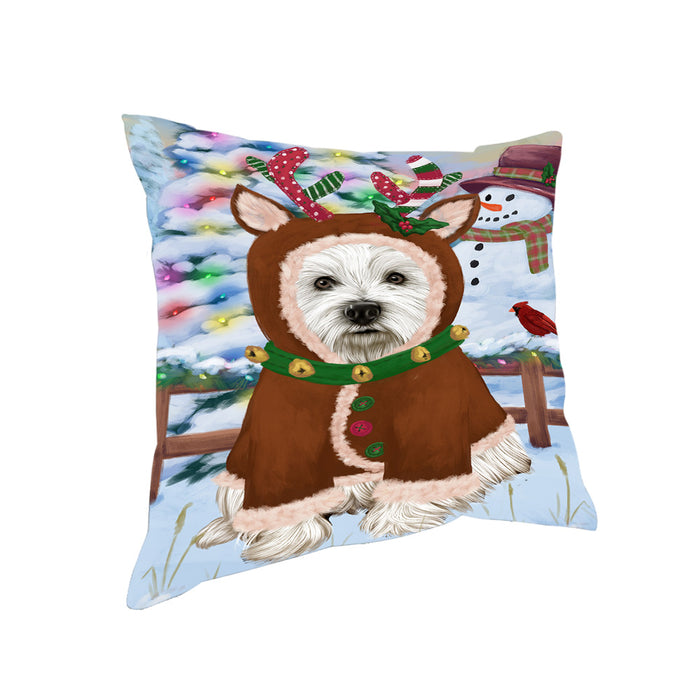Christmas Gingerbread House Candyfest West Highland Terrier Dog Pillow PIL80664
