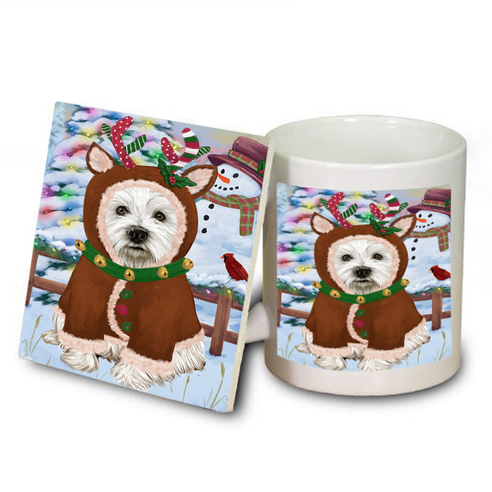 Christmas Gingerbread House Candyfest West Highland Terrier Dog Mug and Coaster Set MUC56585