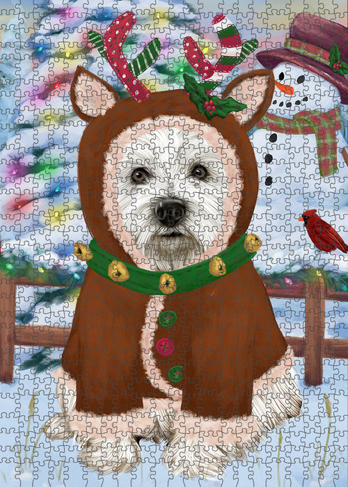Christmas Gingerbread House Candyfest West Highland Terrier Dog Puzzle with Photo Tin PUZL94572