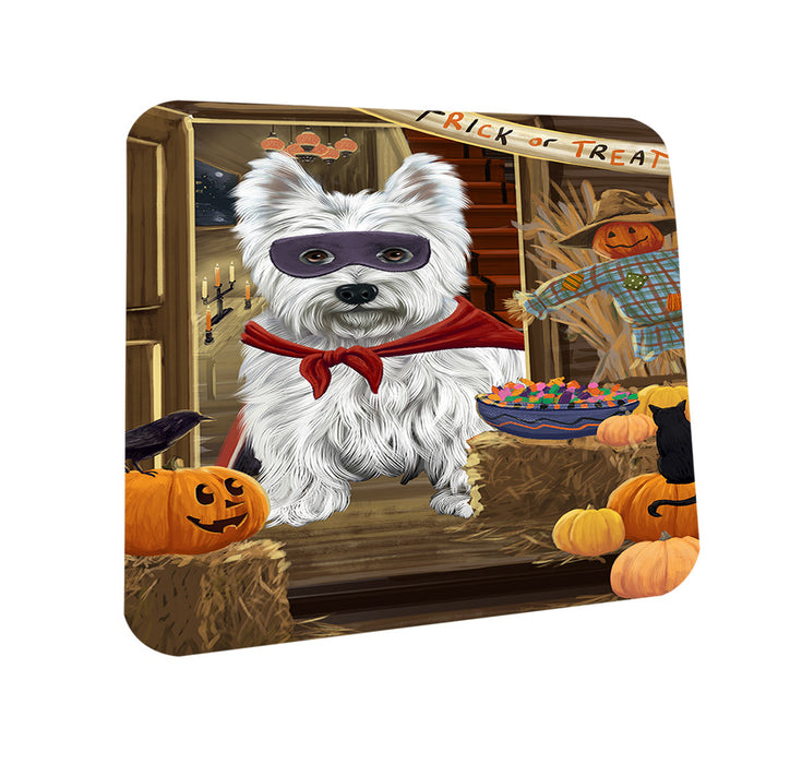 Enter at Own Risk Trick or Treat Halloween West Highland Terrier Dog Coasters Set of 4 CST53293