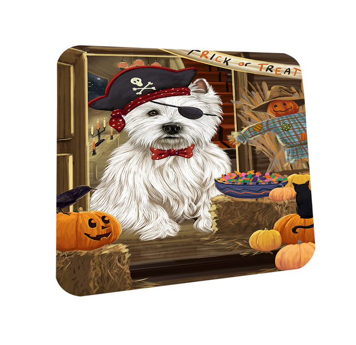 Enter at Own Risk Trick or Treat Halloween West Highland Terrier Dog Coasters Set of 4 CST53294