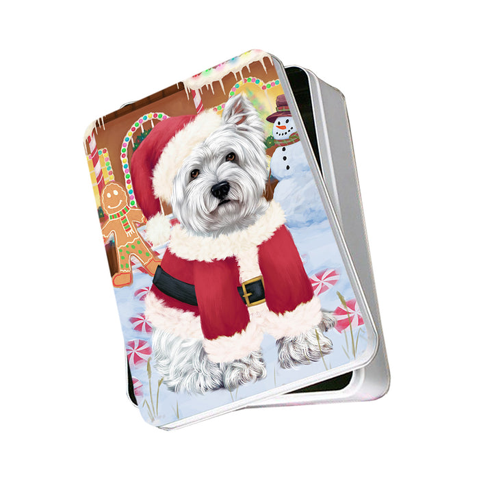 Christmas Gingerbread House Candyfest West Highland Terrier Dog Photo Storage Tin PITN56537