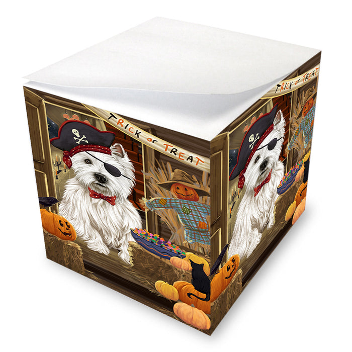 Enter at Own Risk Trick or Treat Halloween West Highland Terrier Dog Note Cube NOC53336