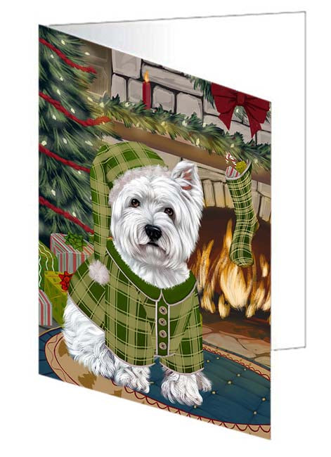 The Stocking was Hung West Highland Terrier Dog Handmade Artwork Assorted Pets Greeting Cards and Note Cards with Envelopes for All Occasions and Holiday Seasons GCD71483