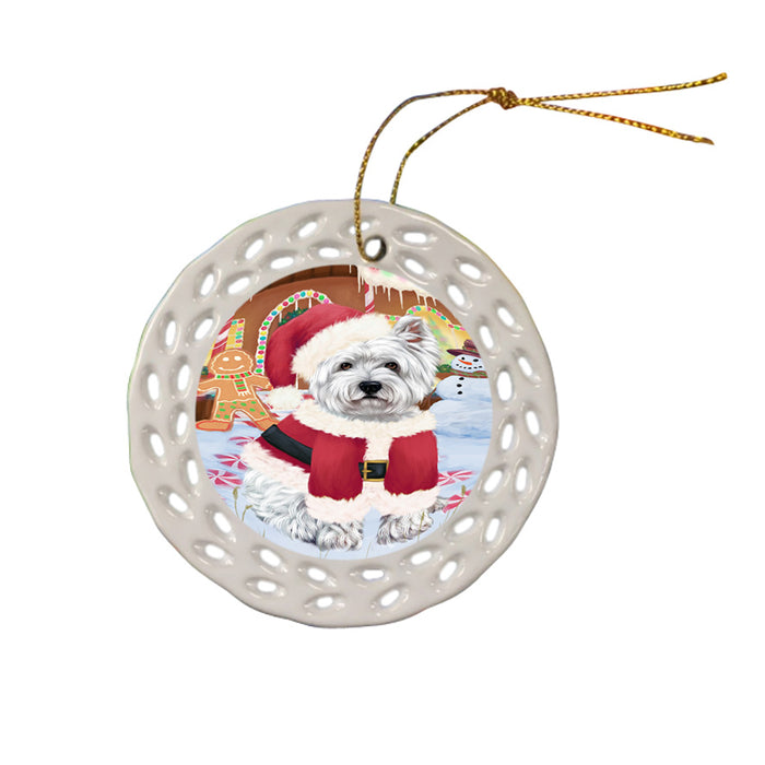Christmas Gingerbread House Candyfest West Highland Terrier Dog Ceramic Doily Ornament DPOR56950