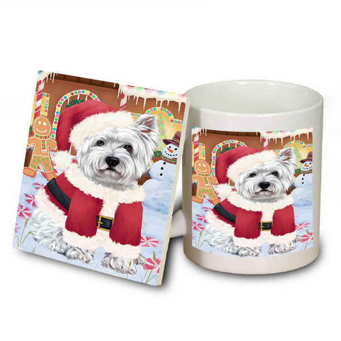Christmas Gingerbread House Candyfest West Highland Terrier Dog Mug and Coaster Set MUC56586