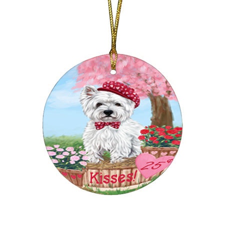 Rosie 25 Cent Kisses West Highland Terrier Dog Round Flat Christmas Ornament RFPOR56620
