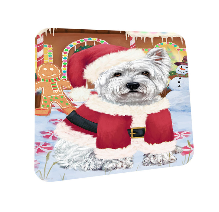 Christmas Gingerbread House Candyfest West Highland Terrier Dog Coasters Set of 4 CST56552