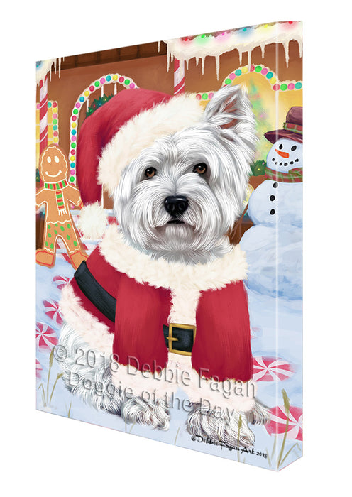 Christmas Gingerbread House Candyfest West Highland Terrier Dog Canvas Print Wall Art Décor CVS131570
