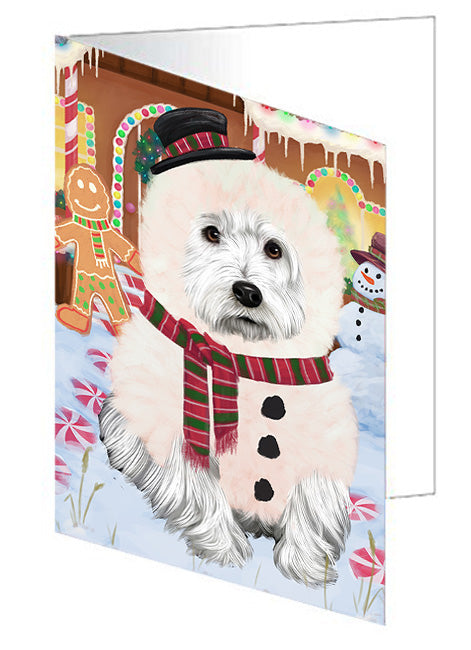 Christmas Gingerbread House Candyfest West Highland Terrier Dog Handmade Artwork Assorted Pets Greeting Cards and Note Cards with Envelopes for All Occasions and Holiday Seasons GCD74300