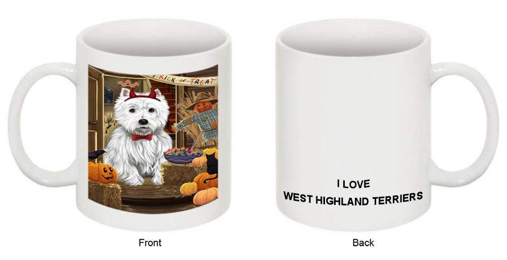 Enter at Own Risk Trick or Treat Halloween West Highland Terrier Dog Coffee Mug MUG48735