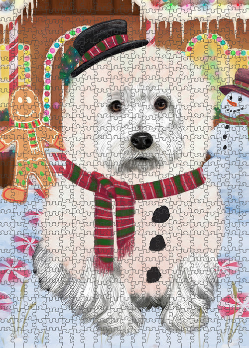 Christmas Gingerbread House Candyfest West Highland Terrier Dog Puzzle with Photo Tin PUZL94580