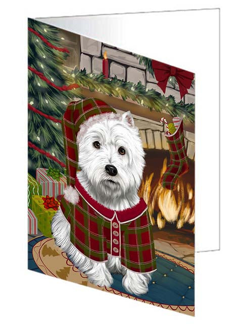 The Stocking was Hung West Highland Terrier Dog Handmade Artwork Assorted Pets Greeting Cards and Note Cards with Envelopes for All Occasions and Holiday Seasons GCD71486