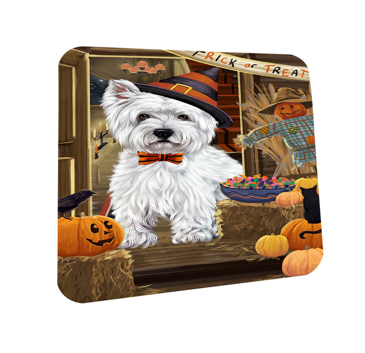Enter at Own Risk Trick or Treat Halloween West Highland Terrier Dog Coasters Set of 4 CST53296