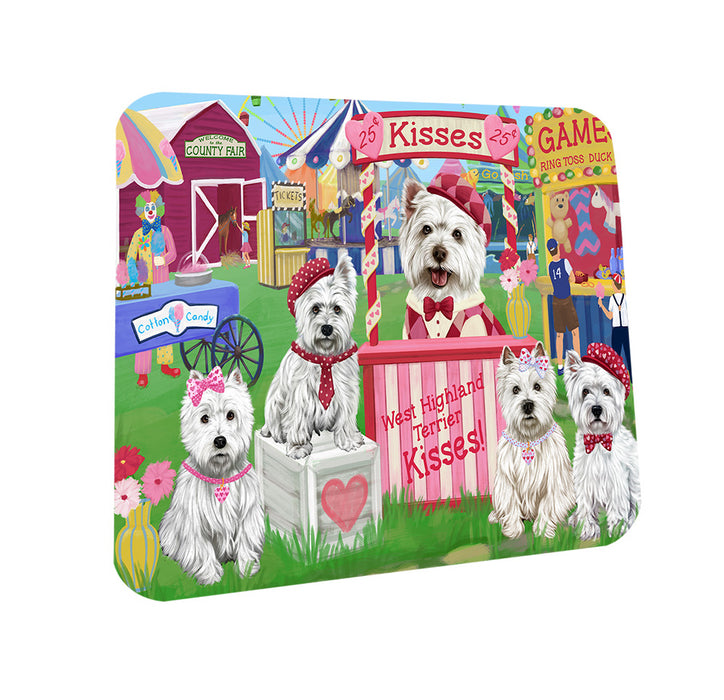 Carnival Kissing Booth West Highland Terriers Dog Coasters Set of 4 CST56007