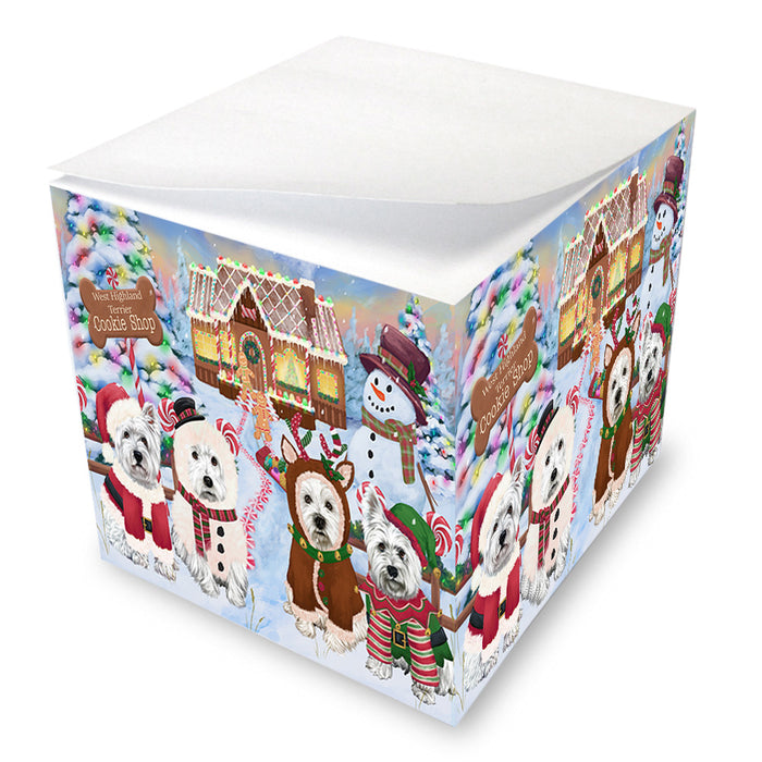 Holiday Gingerbread Cookie Shop West Highland Terriers Dog Note Cube NOC54703