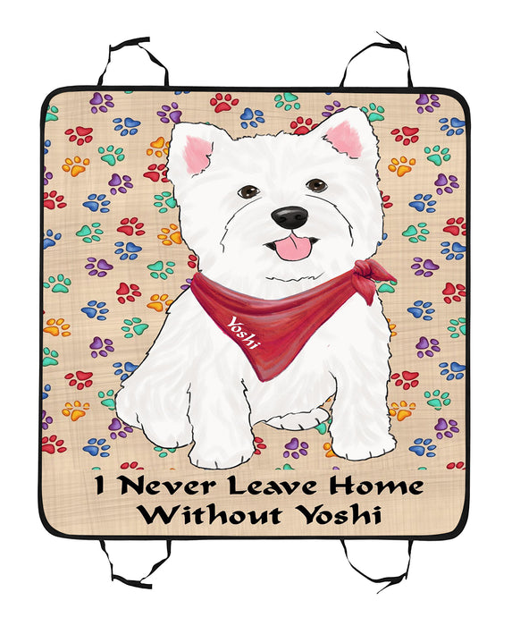 Personalized I Never Leave Home Paw Print West Highland Terrier Dogs Pet Back Car Seat Cover