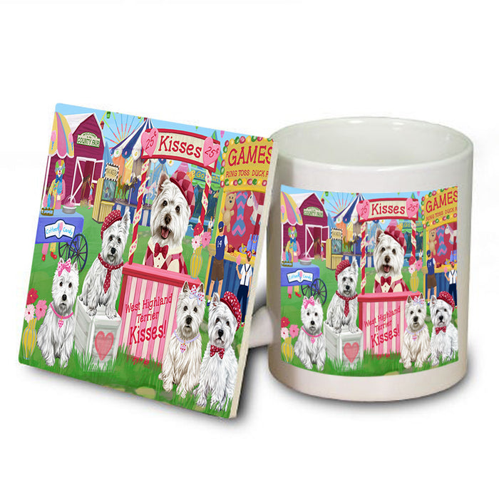 Carnival Kissing Booth West Highland Terriers Dog Mug and Coaster Set MUC56041