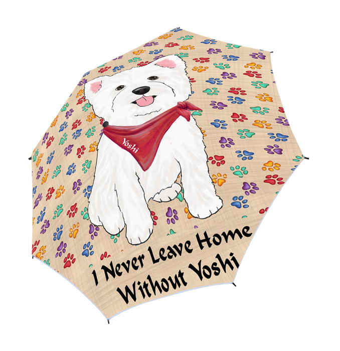 Custom Pet Name Personalized I never Leave Home West Highland Terrier Dog Semi-Automatic Foldable Umbrella