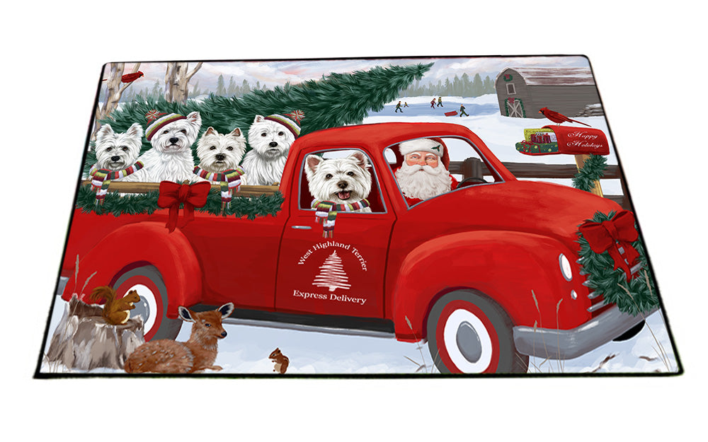 Christmas Santa Express Delivery West Highland Terriers Dog Family Floormat FLMS52521