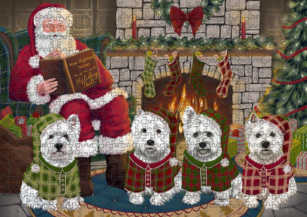 Christmas Cozy Holiday Tails West Highland Terriers Dog Puzzle with Photo Tin PUZL89800