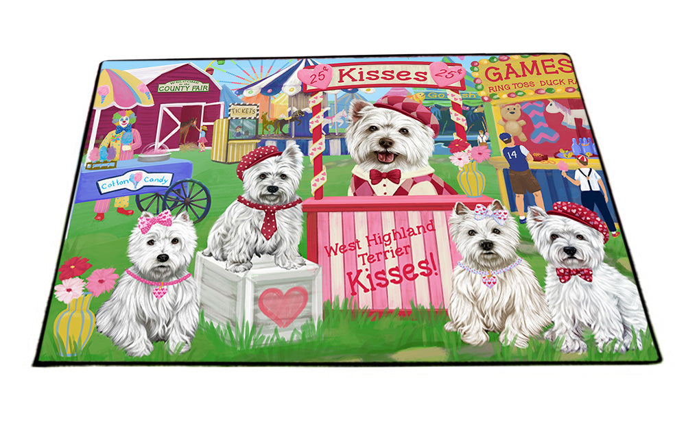 Carnival Kissing Booth West Highland Terriers Dog Floormat FLMS53076