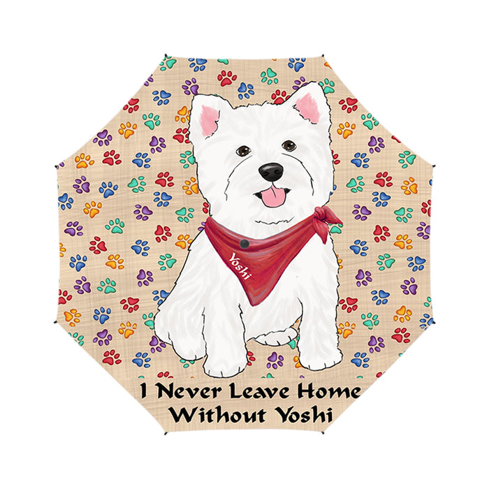 Custom Pet Name Personalized I never Leave Home West Highland Terrier Dog Semi-Automatic Foldable Umbrella