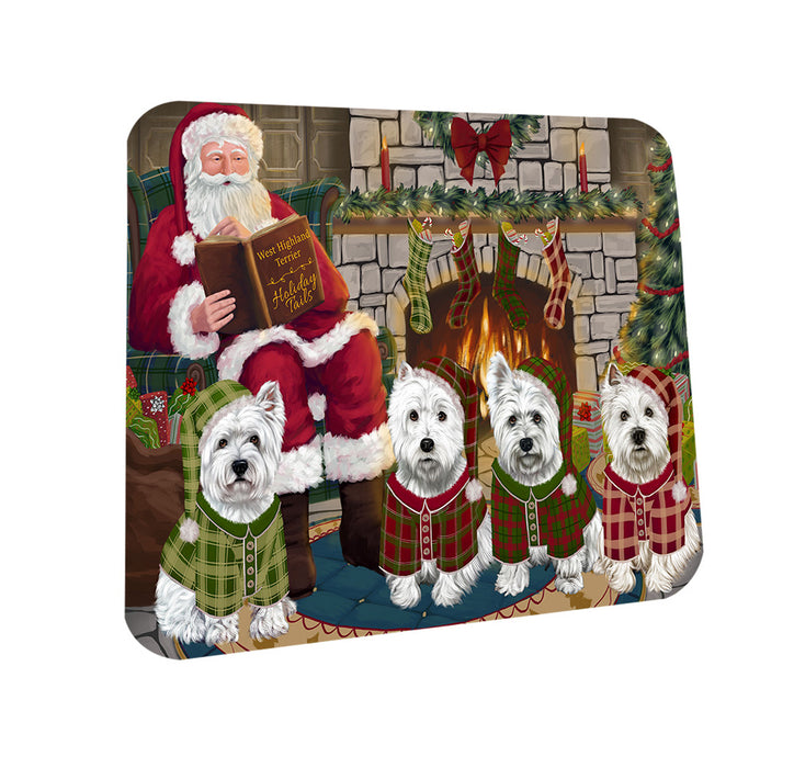 Christmas Cozy Holiday Tails West Highland Terriers Dog Coasters Set of 4 CST55357