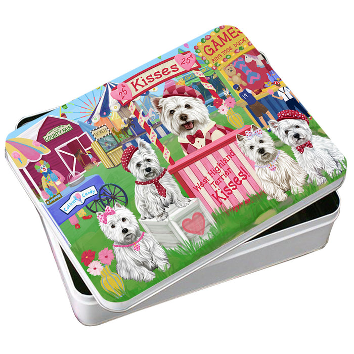 Carnival Kissing Booth West Highland Terriers Dog Photo Storage Tin PITN55992