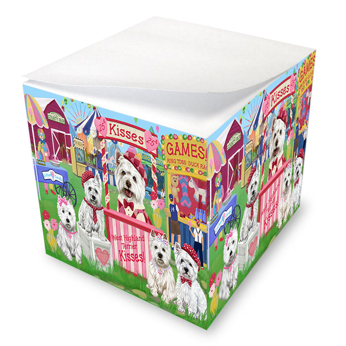 Carnival Kissing Booth West Highland Terriers Dog Note Cube NOC54121
