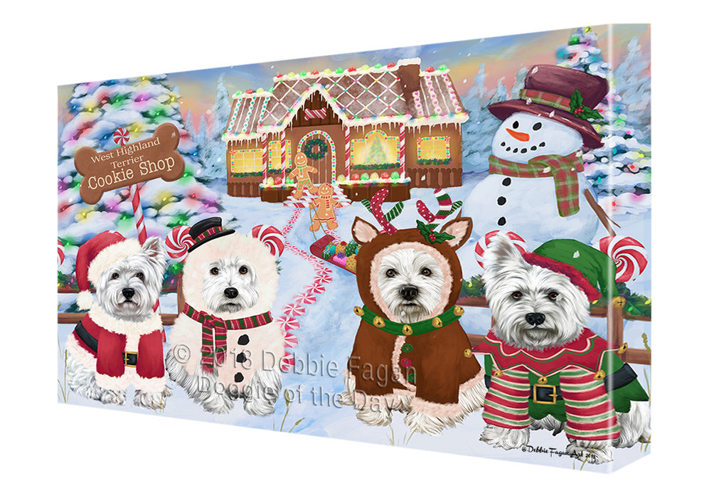 Holiday Gingerbread Cookie Shop West Highland Terriers Dog Canvas Print Wall Art Décor CVS131903