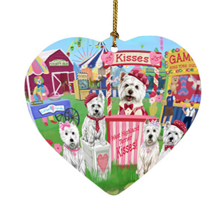 Carnival Kissing Booth West Highland Terriers Dog Heart Christmas Ornament HPOR56405