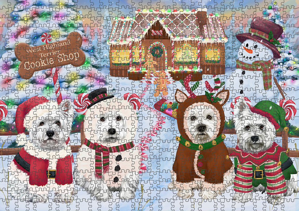 Holiday Gingerbread Cookie Shop West Highland Terriers Dog Puzzle  PUZL94724