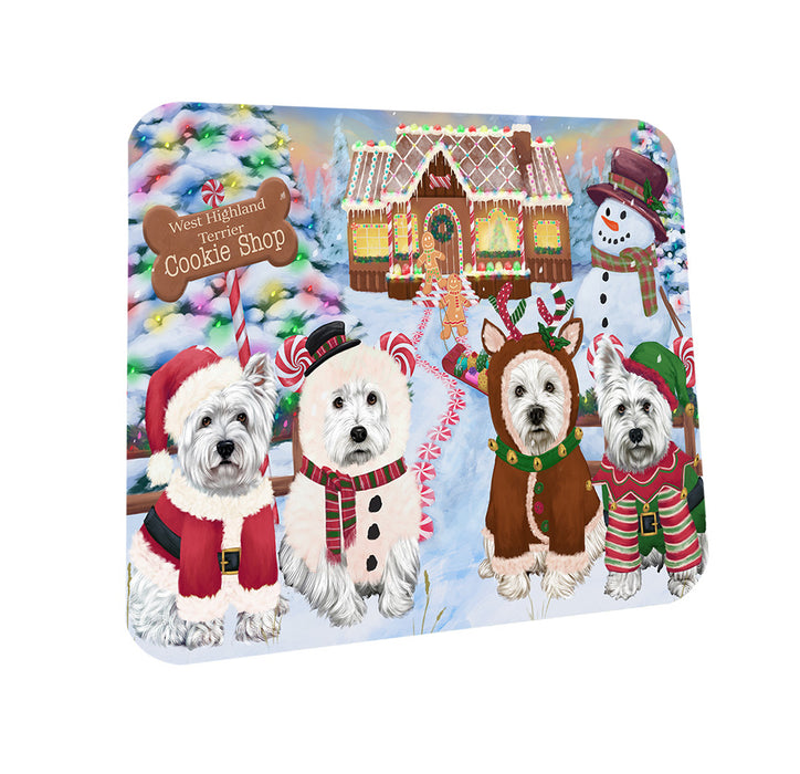 Holiday Gingerbread Cookie Shop West Highland Terriers Dog Coasters Set of 4 CST56589