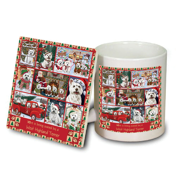 Love is Being Owned Christmas West Highland Terrier Dogs Mug and Coaster Set MUC57258
