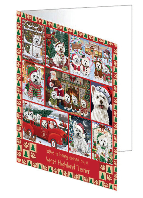 Love is Being Owned Christmas West Highland Terrier Dogs Handmade Artwork Assorted Pets Greeting Cards and Note Cards with Envelopes for All Occasions and Holiday Seasons GCD79025