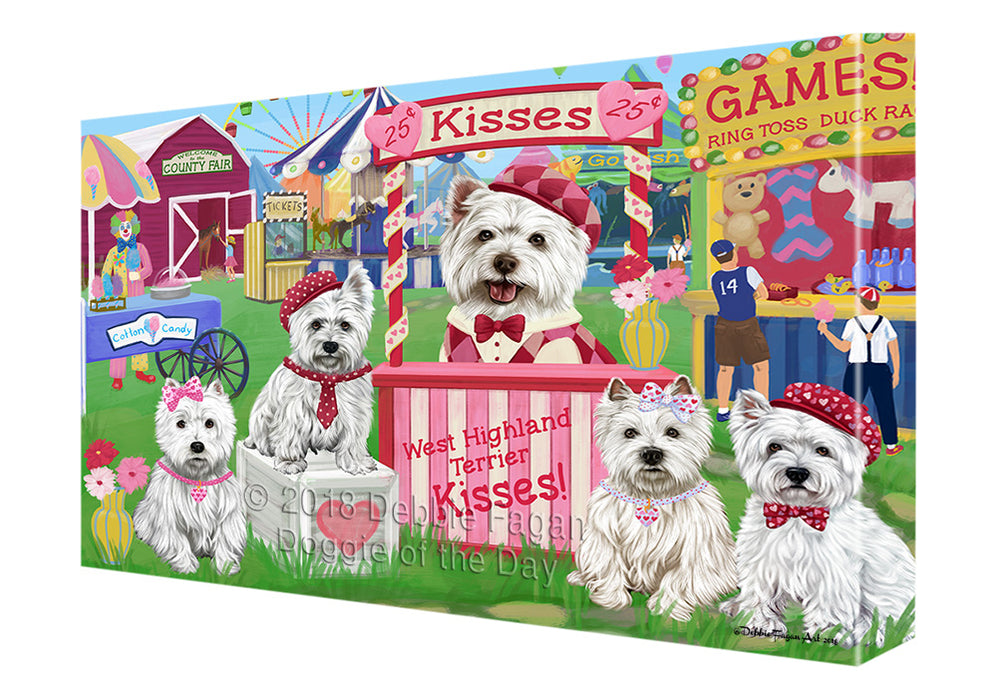 Carnival Kissing Booth West Highland Terriers Dog Canvas Print Wall Art Décor CVS126665