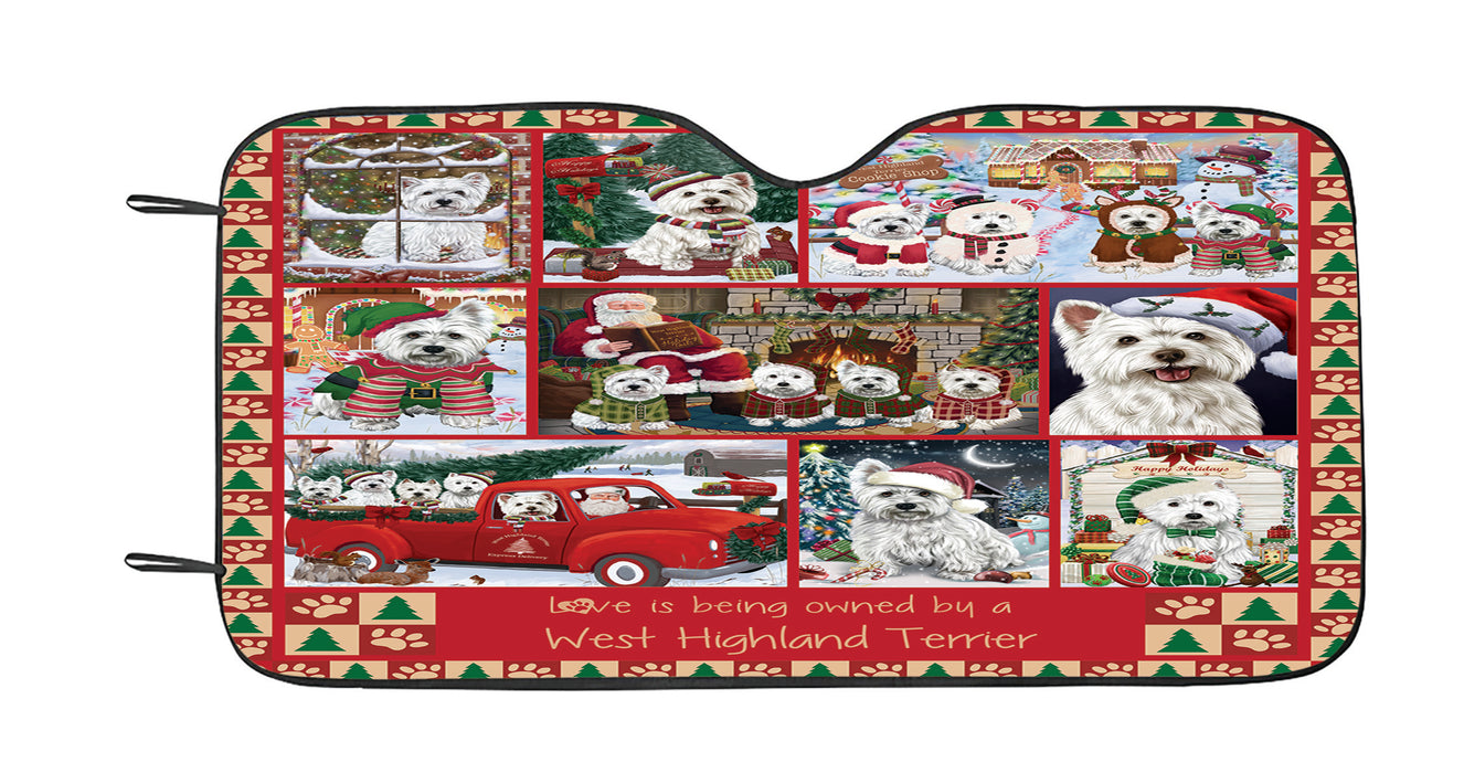Love is Being Owned Christmas West Highland Terrier Dogs Car Sun Shade